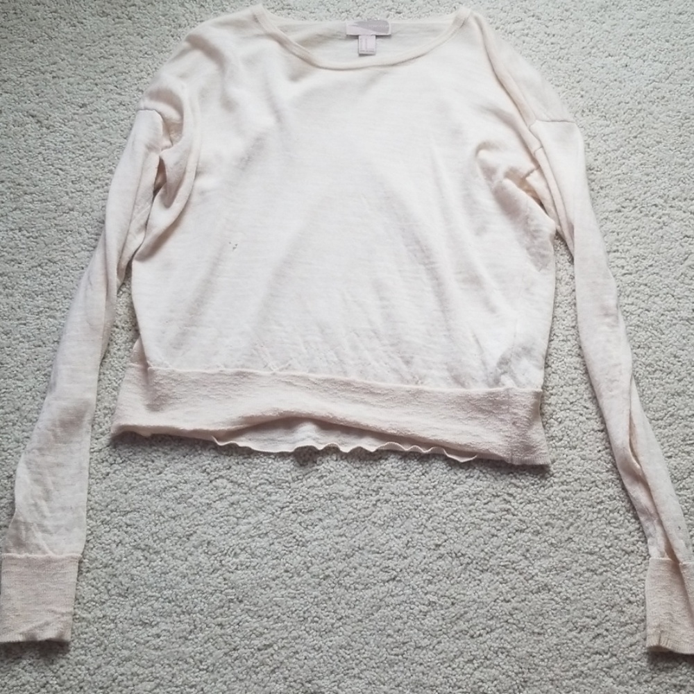 thin cream long sleeve shirt